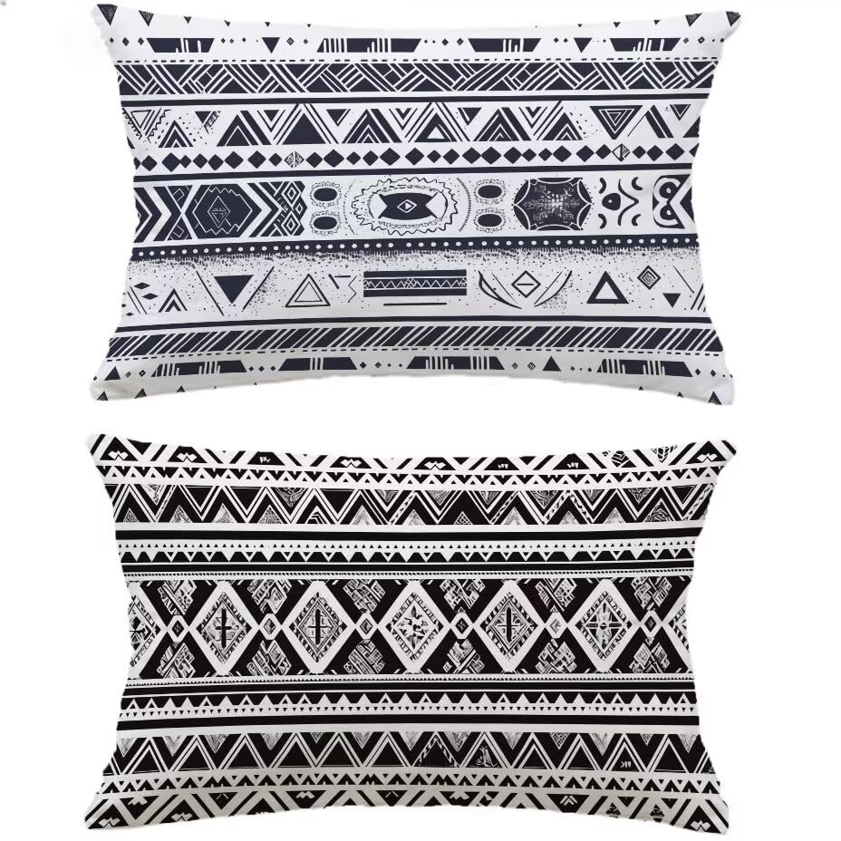 Coussin lombaire haut de gamme noir 40x70 aspect lin pour mobilier de jardin
