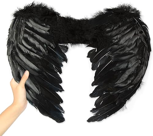 Miniatura 5 de SOMOYA Disfraz de ángel caído de Halloween, disfraz de ángel caído, color negro, disfraz de alas para mujer