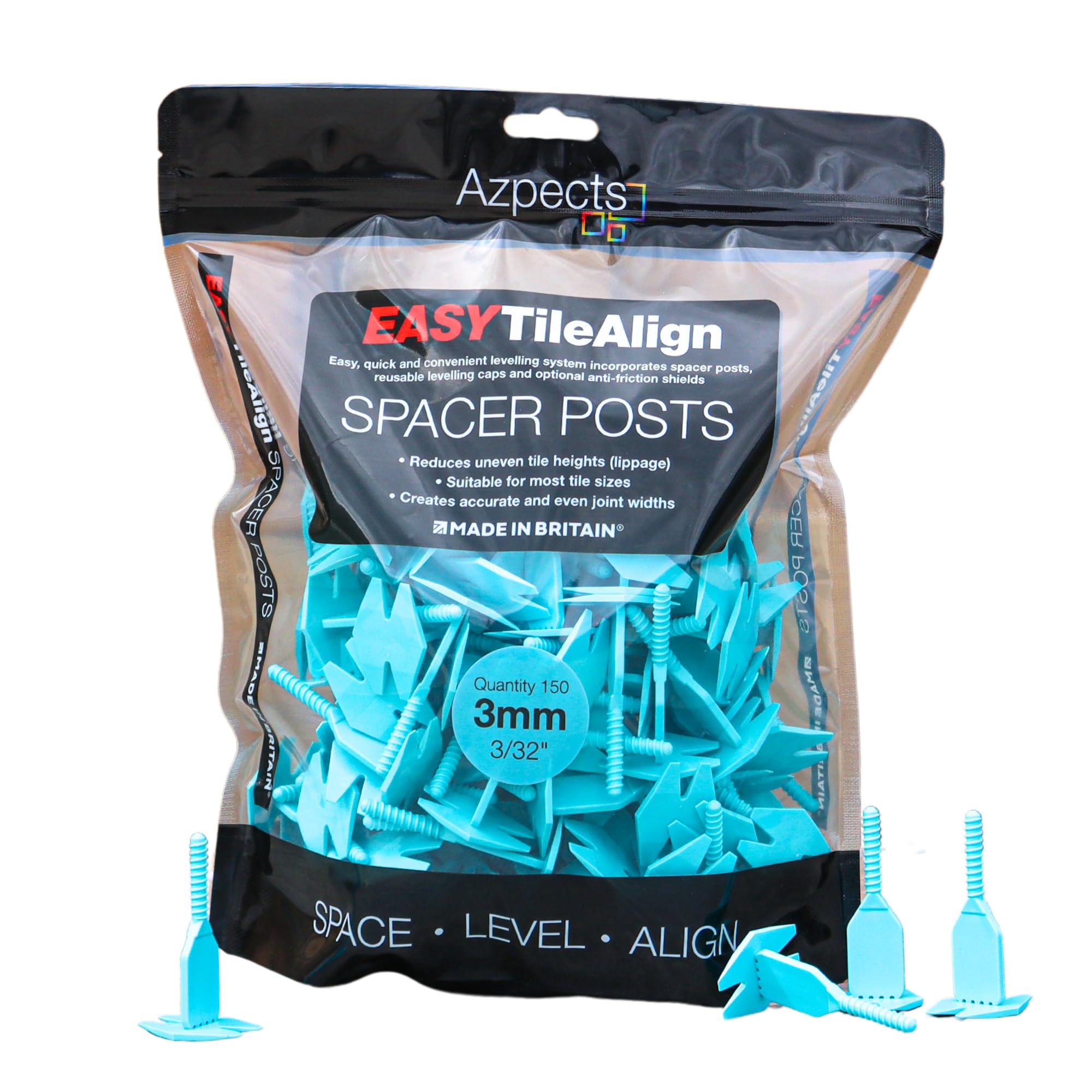 Azpects 3Mm (1/8") Posts Easytilealign Pack Of 150X /8") Leveling Spacer Posts For Tile Leveling System. Great For Professional And Home Use, Aligning Flooring Spacers Tool For Patio Slabs And Tiles