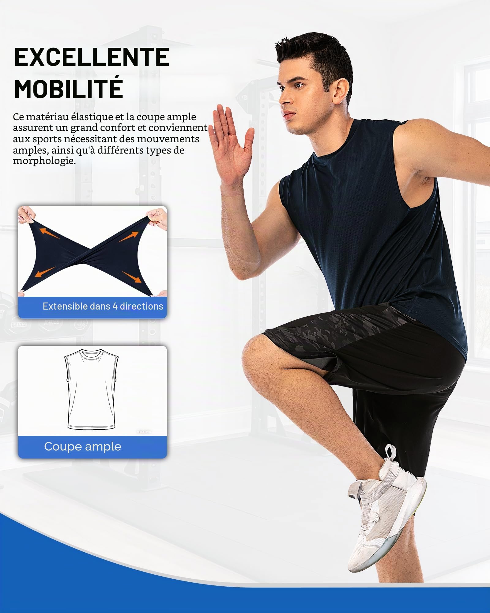 MEETYOO Débardeur Sport Homme Respirant Séchage Rapide Gym Running Rando