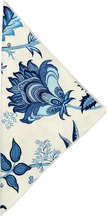 Servilletas de tela azul y blanco floral, 18x18 pulg, algodón, set de 4 miniatura 2