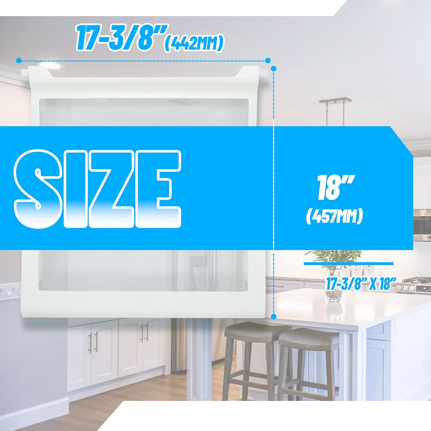 HECASA W10276341 Refrigerator Glass Shelf Compatible with Whirlpool Kenmore Sears Refrigerator Clear White Plastic Glass WPW10276341 1566982 2309523 PS11751711 W10167066 AP6018409 Replacement only