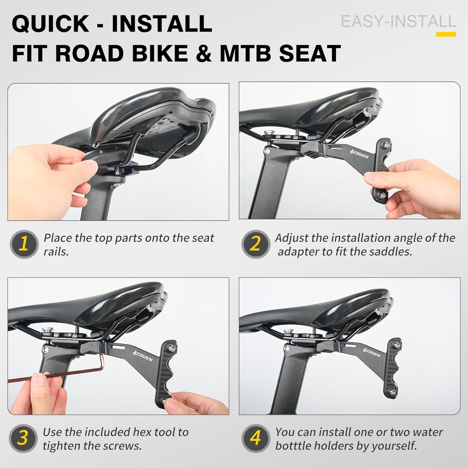 Bike Water Bottle Holder Saddle Adapter - Water Bottle Cages Under Seat Mount for Triathlon MTB Road Bike Accessories