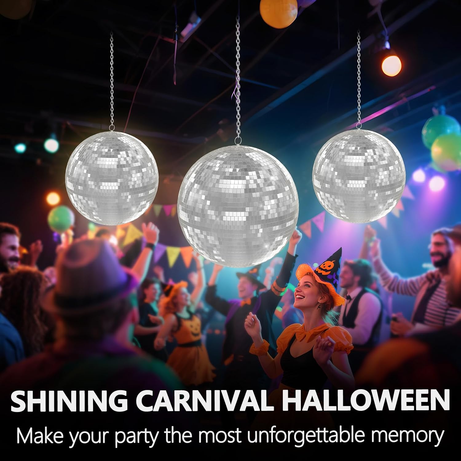 16 Disco Ball, Large Silver Disco Ball, Hanging Mirror Ball for Wedding Party Stage Decor, Disco Party Decorations - 12/16/20/24 Inch for Home, Club, Christmas Tree & More