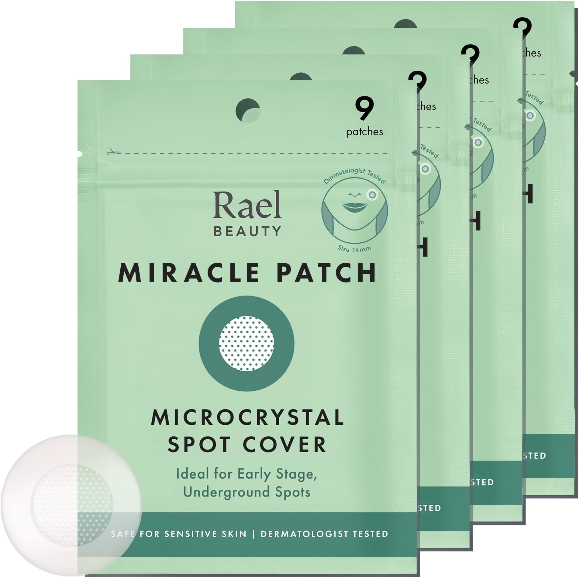 Rael Pimple Patches, Miracle Microcrystal Spot Cover - Hydrocolloid Acne Pimple Patch with Tea Tree Oil, Early Stage Zits and Blemish, Korean Skin Care (36 Count)