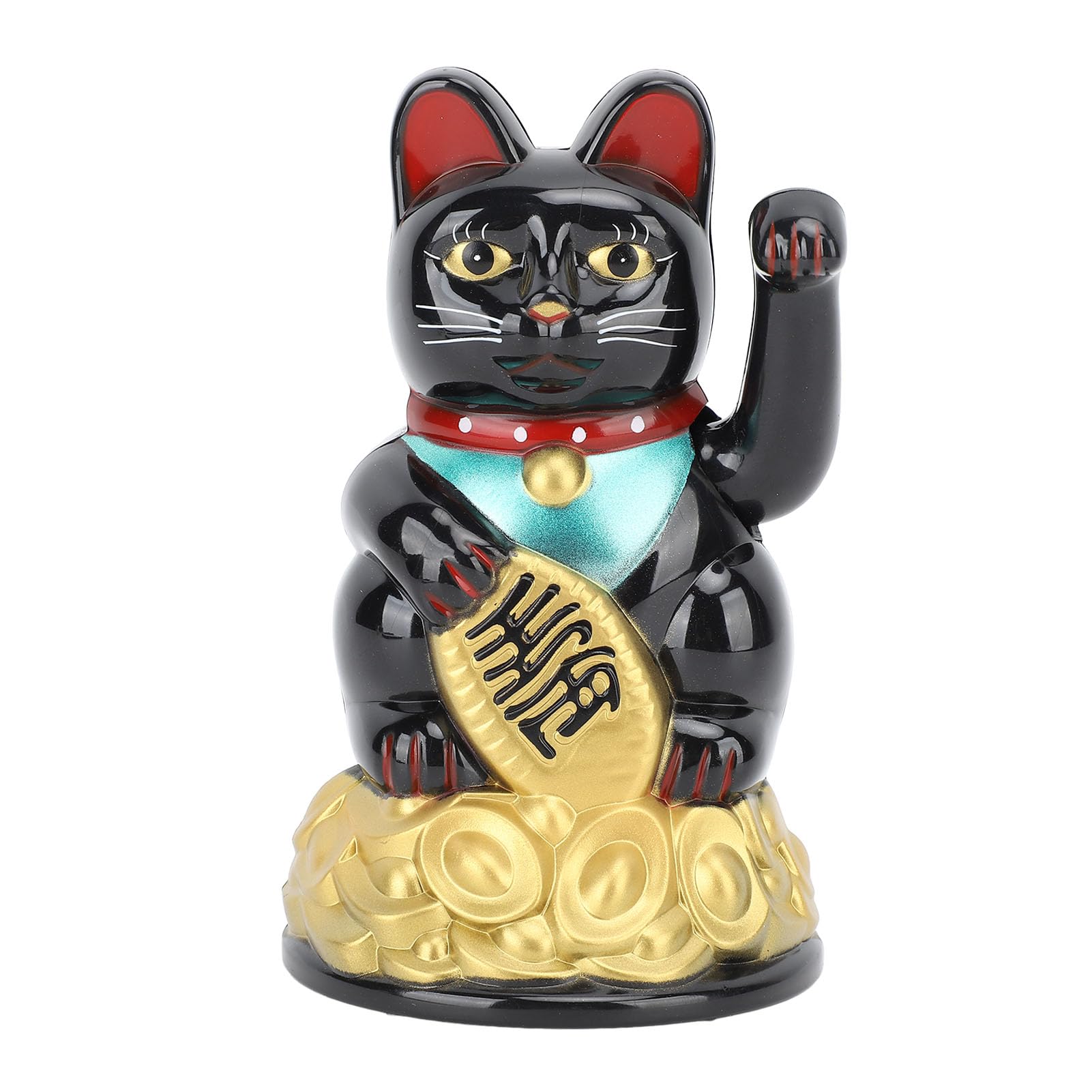 Greensen Maneki Neko Machający Kot, Zasilany Bateriami, Talizman Szczęścia, Śliczna Figurka Dekoracyjna na Biurko, Akcesoria do Mieszkania, 10,5 cm