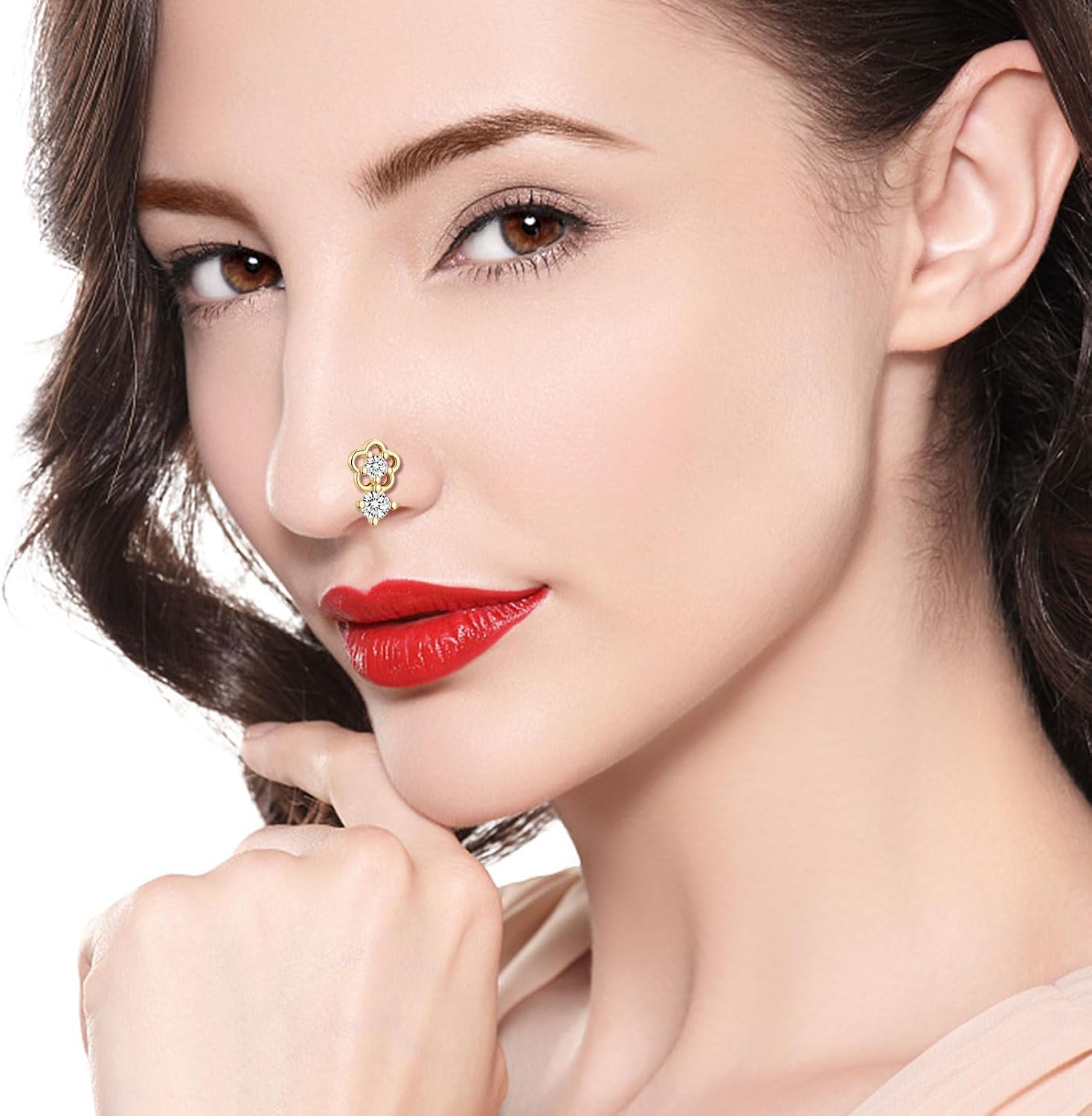 TAMHOO 15Pcs 20G Nose Rings - L Shape Designs with Surgical-grade stainless steel - Gold/Silver Nose Studs for Women