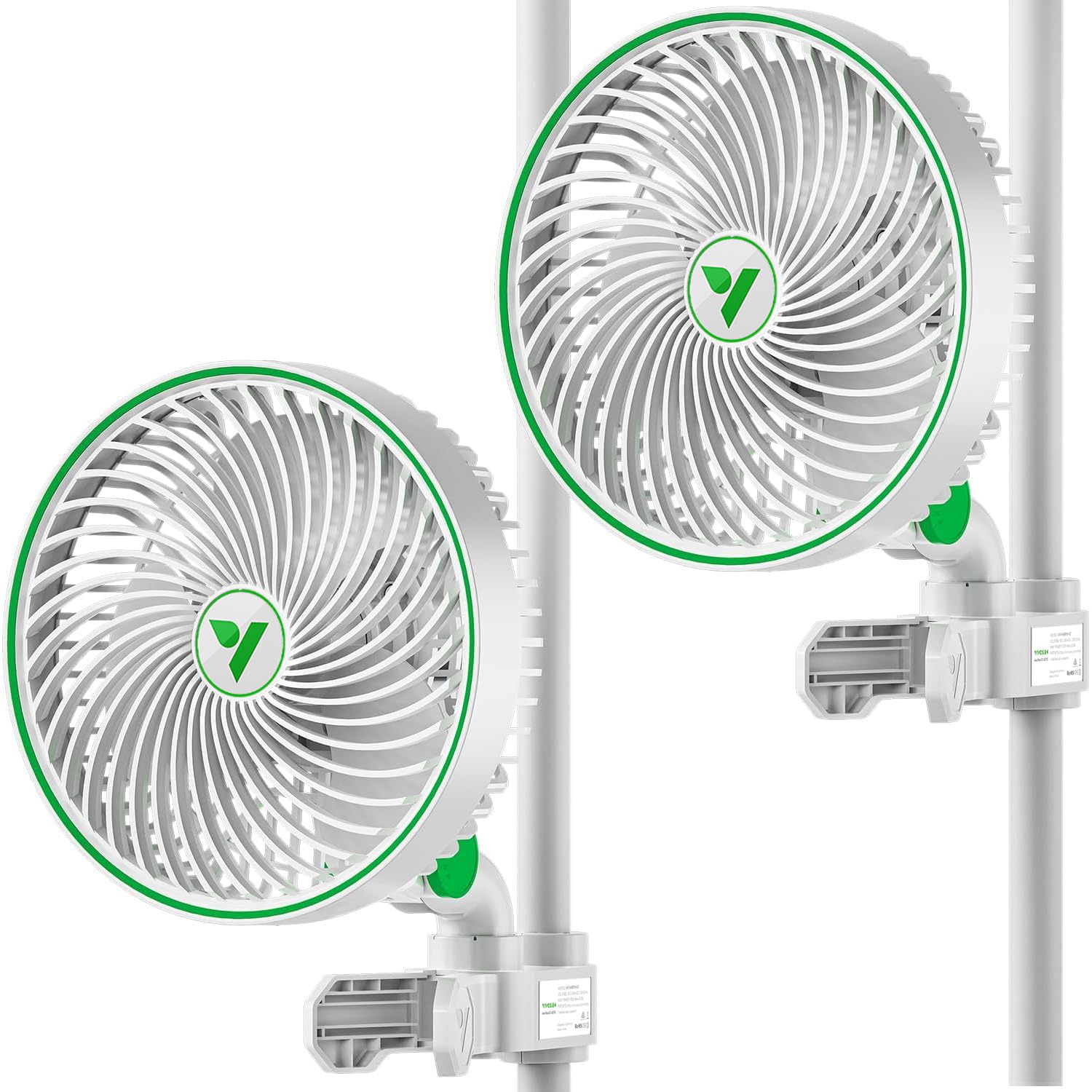 VIVOSUN AeroWave E6 Grow Tent Fan 6”, EC Motor, Smart Wifi Control, US Patented Auto Oscillating Clip fan, IP54, Strong Airflow but Quiet for Hydroponic Ventilation Circulation,White, 2-Pack