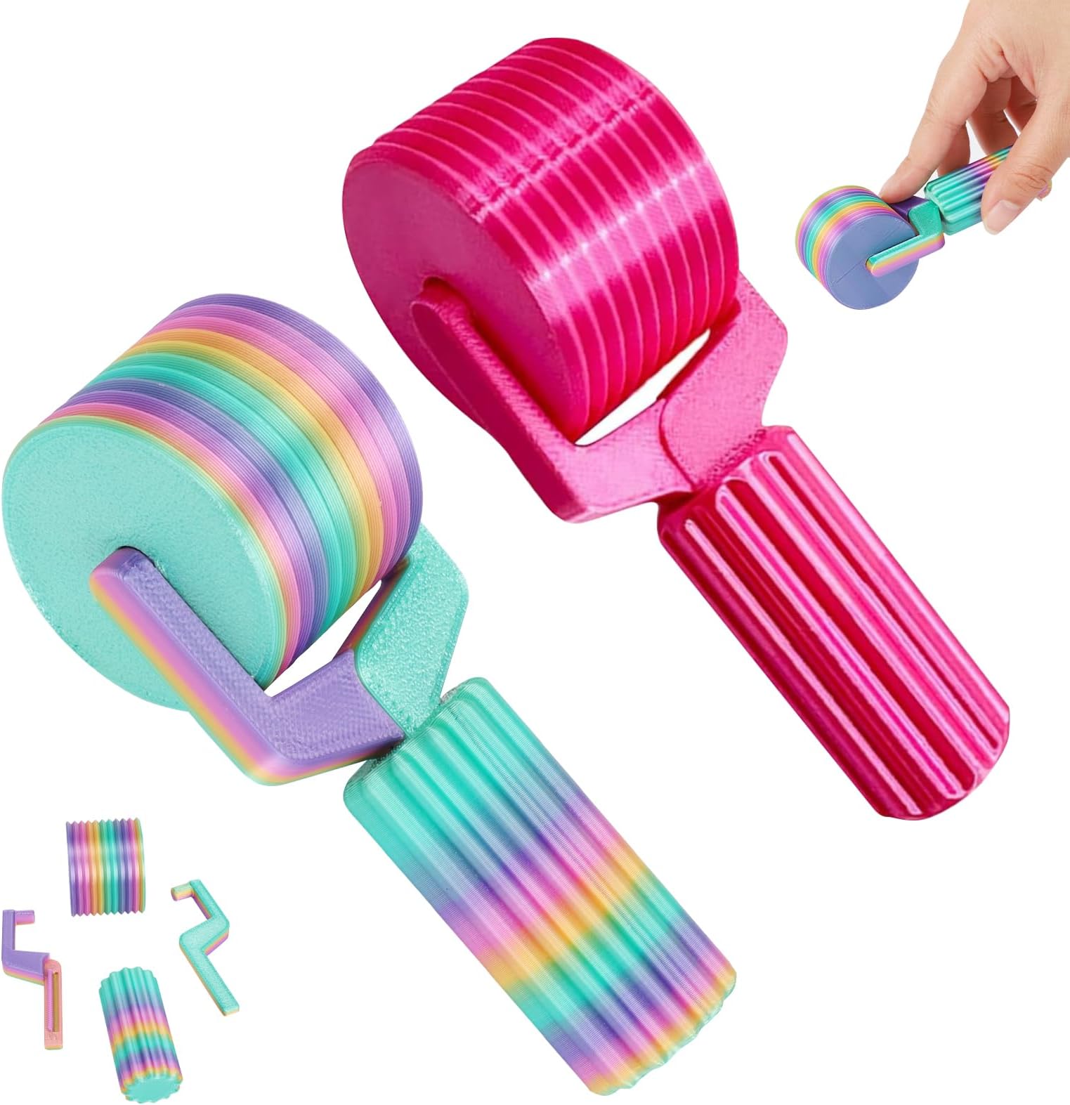 2025 New Diamond Art Roller - Essential DIY Craft Tool for Rhinestone Embroidery, Easy-Grip Hand Roller, Detachable Diamond Painting Tools and Accessories, 2 PCS (Rainbow + Pink)