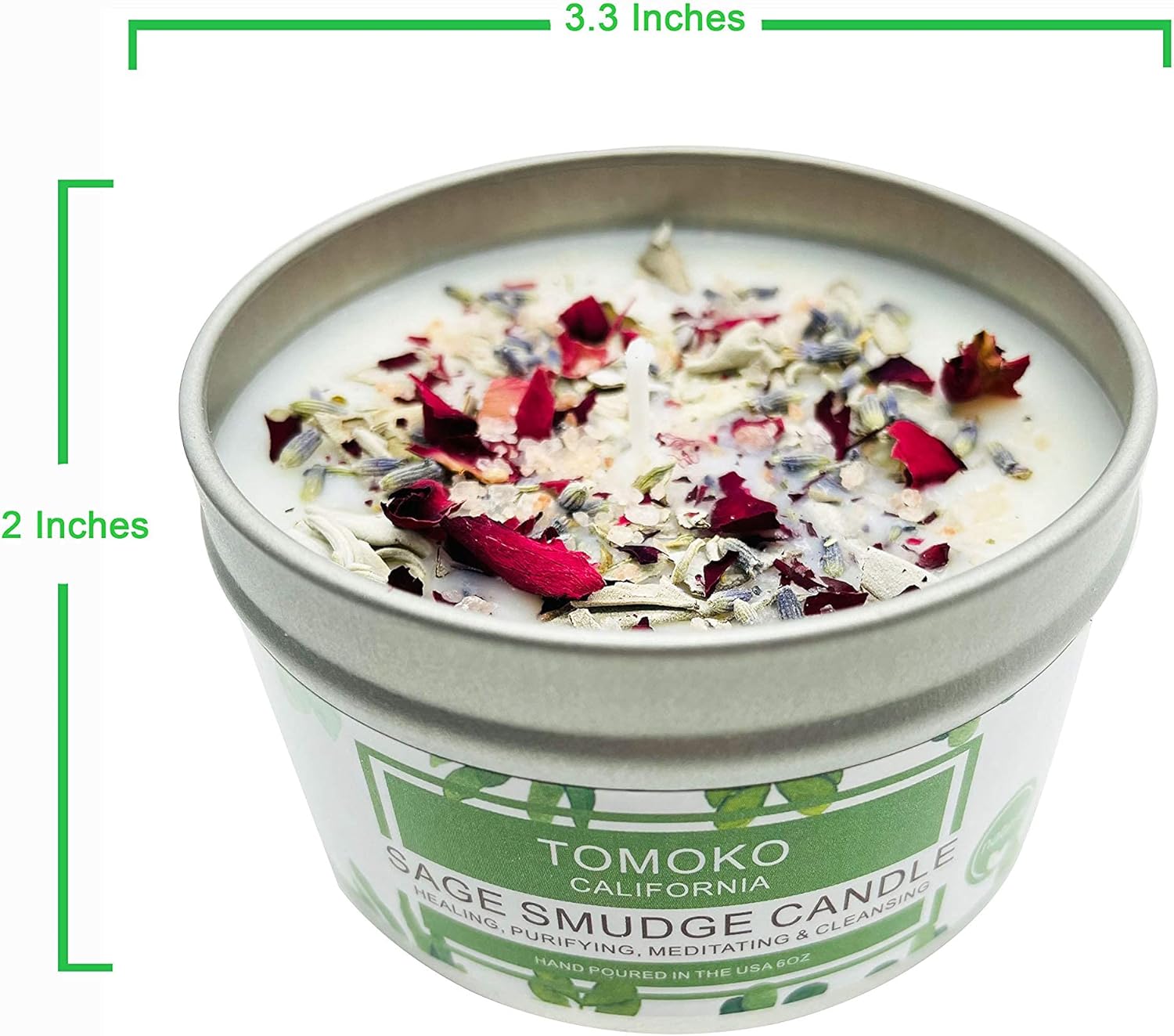 TOMOKO White Sage Scented Candle with Rose, Lavender! Healing, Purifying, Meditating & Cleansing (White Sage, 3 Pack)