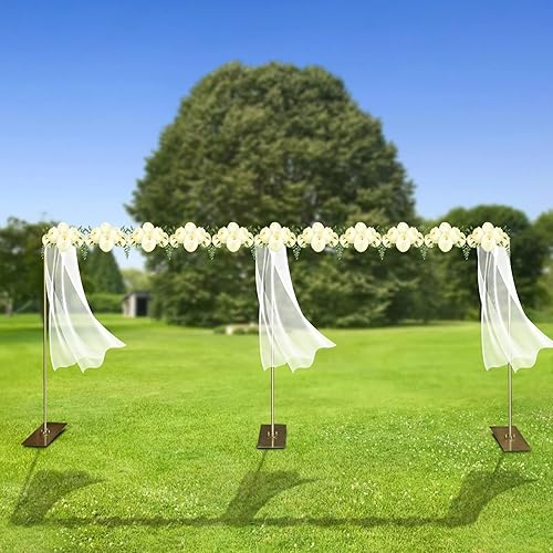 Miniatura 6 de Soporte de telón de fondo resistente de 10 x 20 pies con base de metal, kit de soporte de tubo y telón de fondo de cortina ajustable en altura