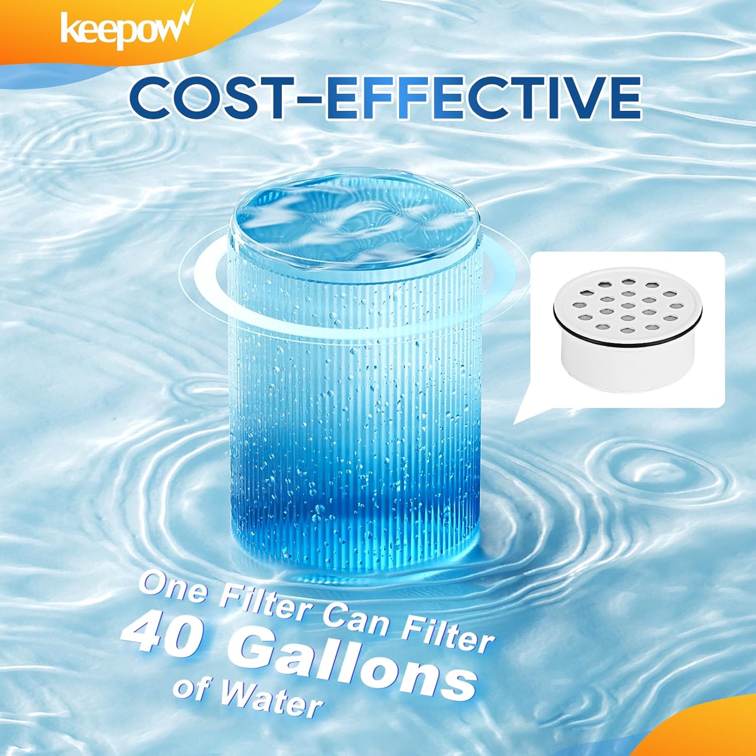 KEEPOW Water Filter Replacement for Lifestraw Home Dispenser 18 C/Glass 7 C/Plastic 10 C/Plastic Pitcher 7 C, 3 Activated Carbon + Ion Exchange Filter