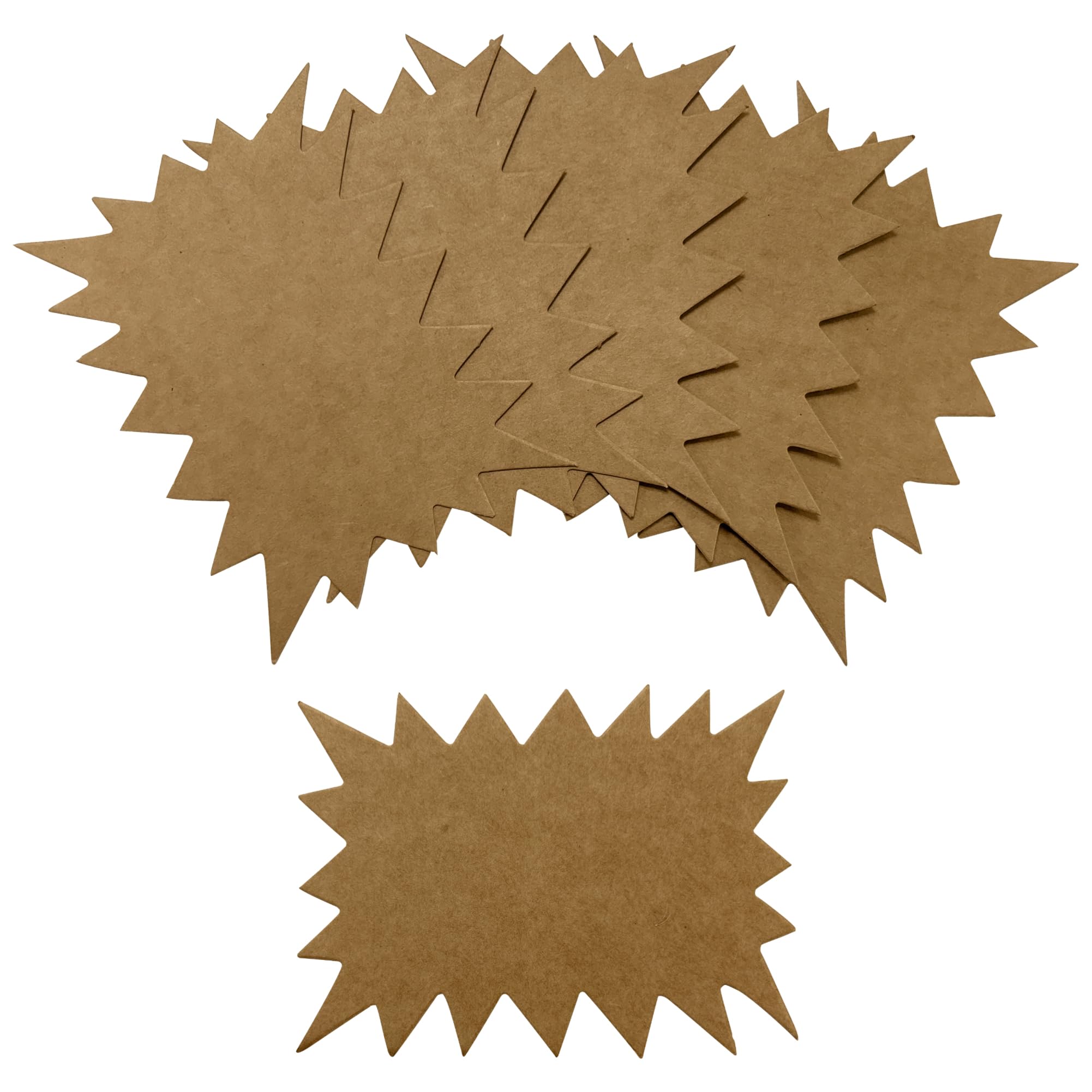 Pack of 100 Brown Kraft Flashes 100 x 75mm - Price Signs, Retail Store Price Label Garage Sale Supplies Tags for Decoration