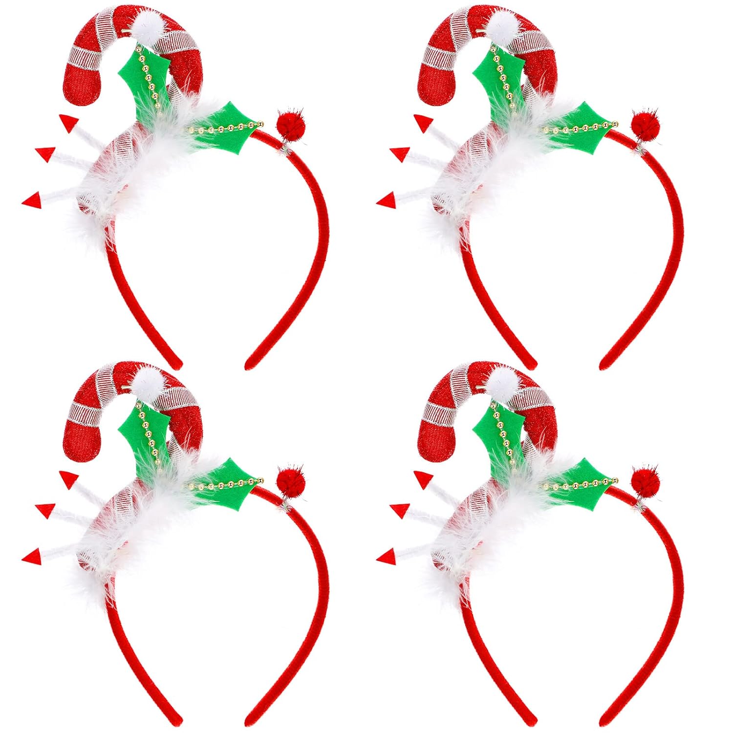 Batiyeer 4 Pcs Christmas Candy Cane Headbands Candy Cane