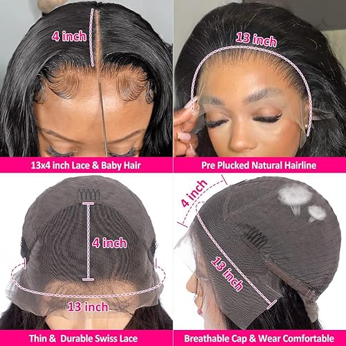 Miniatura 5 de Pelucas frontales de 13 x 4 pulgadas, pelucas de encaje frontal HD para mujeres negras, pelucas de cabello humano ondulado de 13 x 4, pelucas de