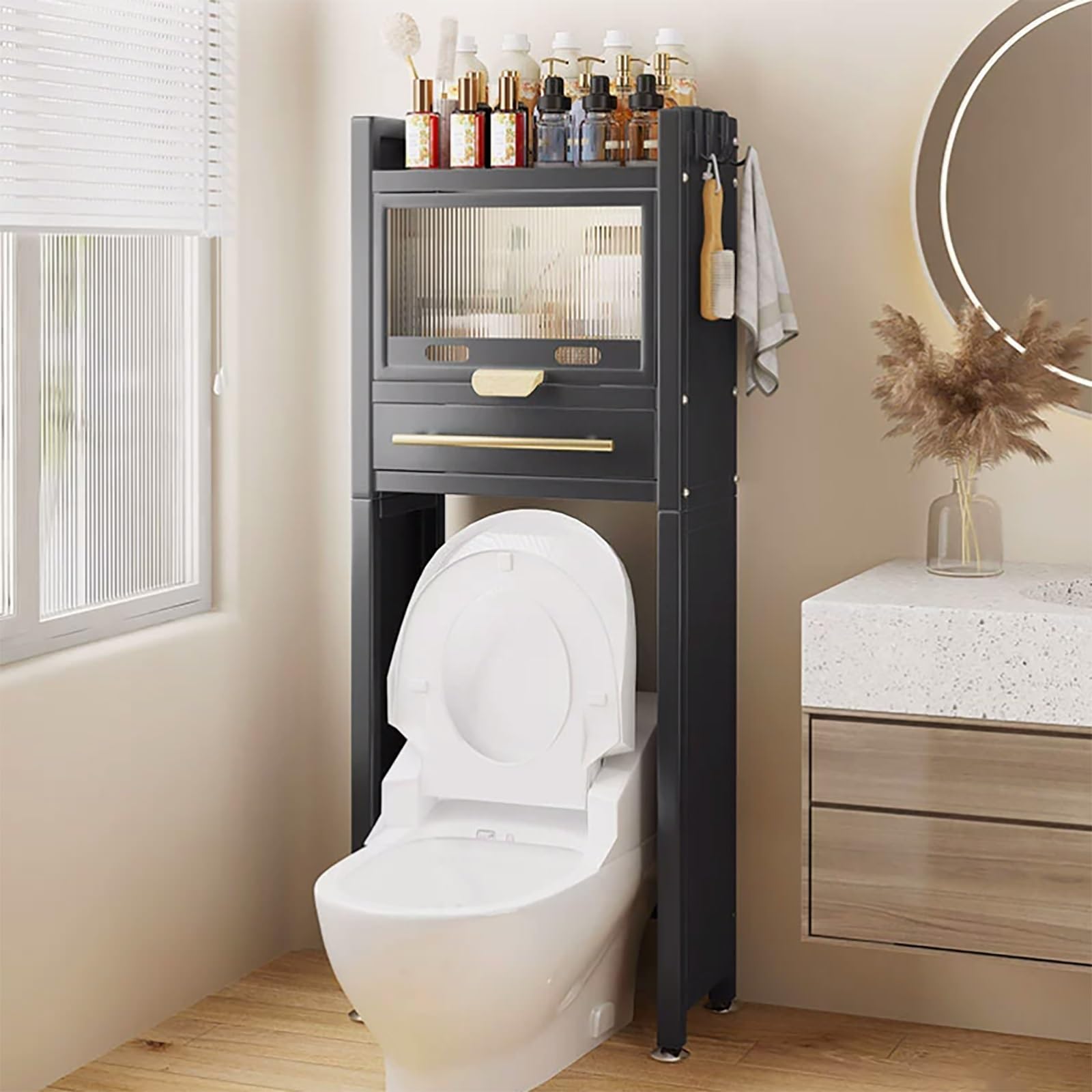 Étagère salle de bain métal gain de place pour résoudre le manque de rangement en buanderie