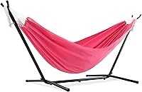 Vista 16 de Vivere - Hamaca doble de algodón con soporte de acero que ahorra espacio, cuerdas de poliéster mejoradas de 450 libras de capacidad - Incluye bolsa