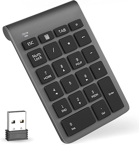 Miniatura 8 de Foloda Teclado numérico inalámbrico, teclado numérico de 22 teclas portátil de 2.4 GHz para contabilidad financiera, extensión de teclado numérico