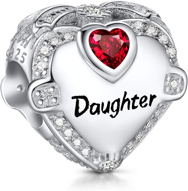 NINGAN Family Charm for Bracelet - Mothers Day & Birthday Gifts for Women 925 Sterling Silver Heart Cubic Zirconia Bead for Necklace