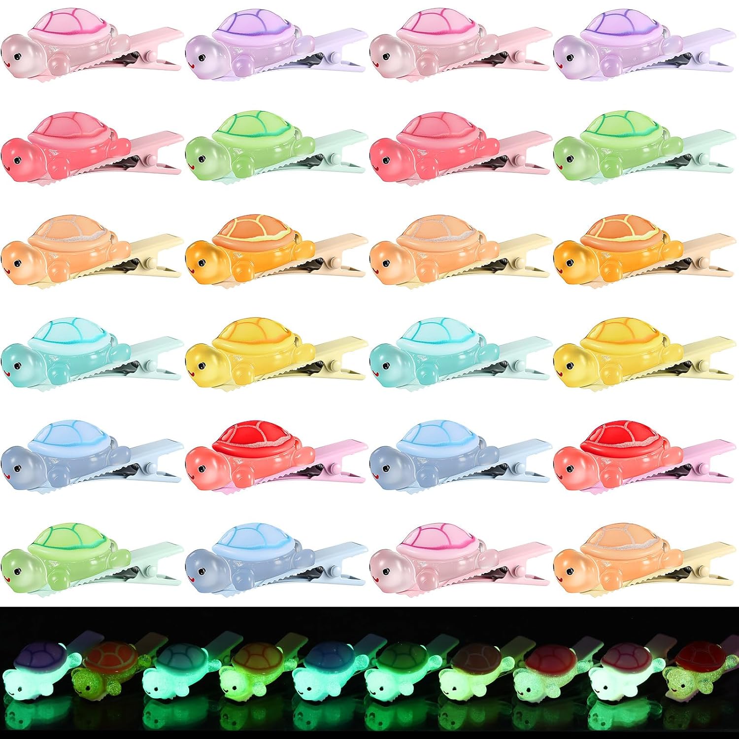 30 Pcs Mini Glow in the Dark Hair Clips Rave Hair Clips for Women Carnival Music Festival Holiday Party Supplies (Duck)