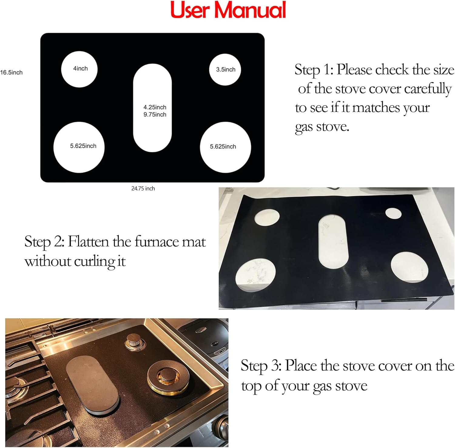 Stove Cover with Stove Gap Covers for LG 30 Inch Gas Range Model LGLDG4315 LRG4115 LRG4113 LDG4313 LRGL5825 LRGL5925 LSGL6335DF, Upgraded 0.4MM Reusable Stove Burner Covers for Stove Protector