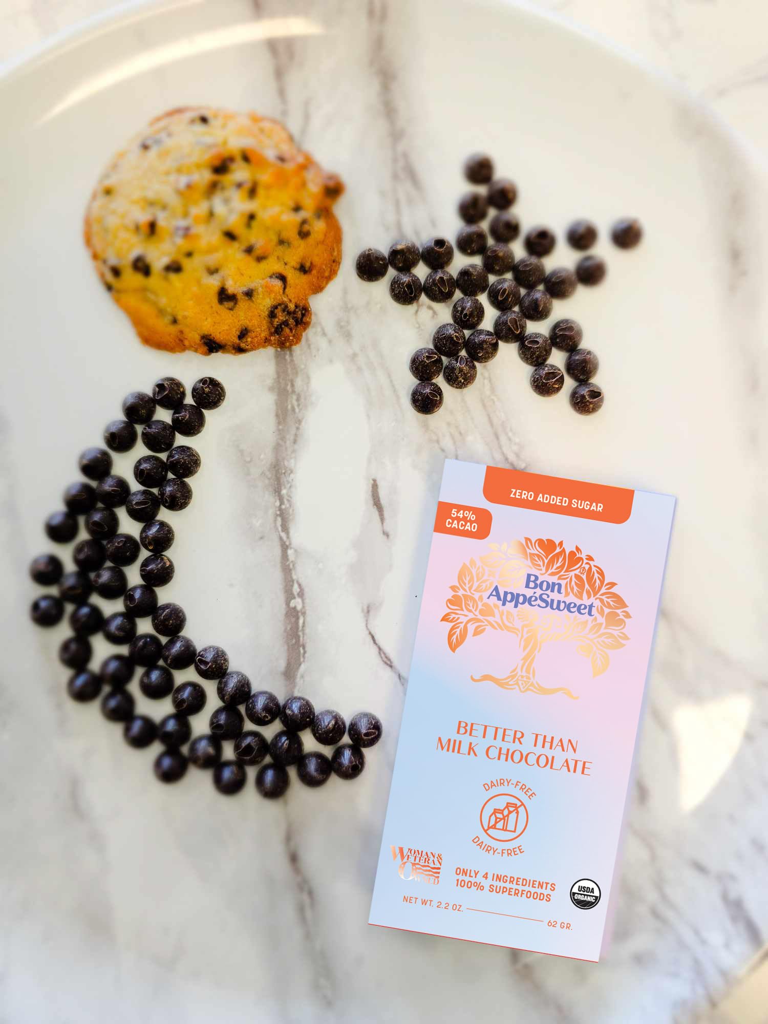 Bon Appesweet Date Sweetened Chocolate Chips - Better Than Milk Chocolate | 8 Ounce (Pack of 5) | Organic, Zero Added Sugar, 54% Cacao, Plant Based, Dairy Free, and Guilt Free!USDA Organic