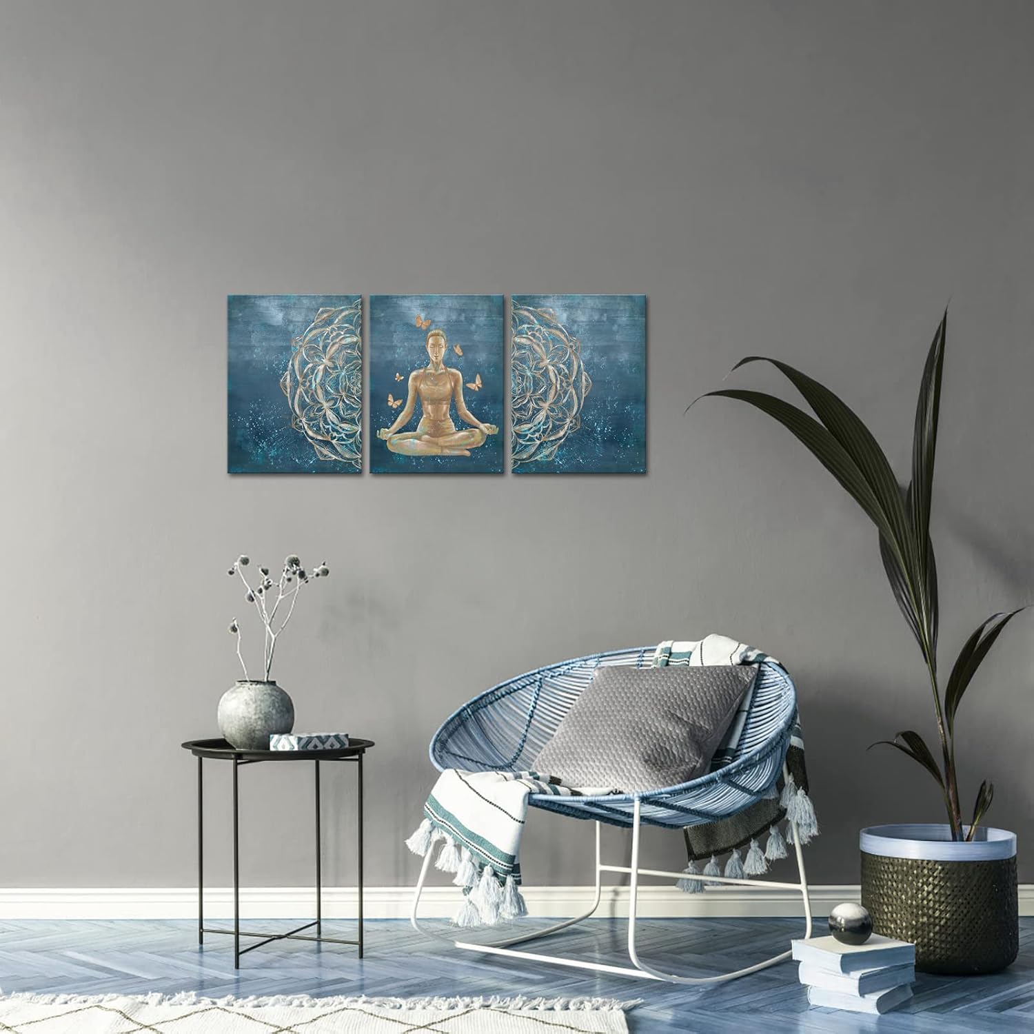Conipit Mandala Wall Art Canvas Yoga Pictures Zen Artwork Meditation Women Painting for Bedroom Gym Fitness Center Decor 12"x16" x 3Pcs