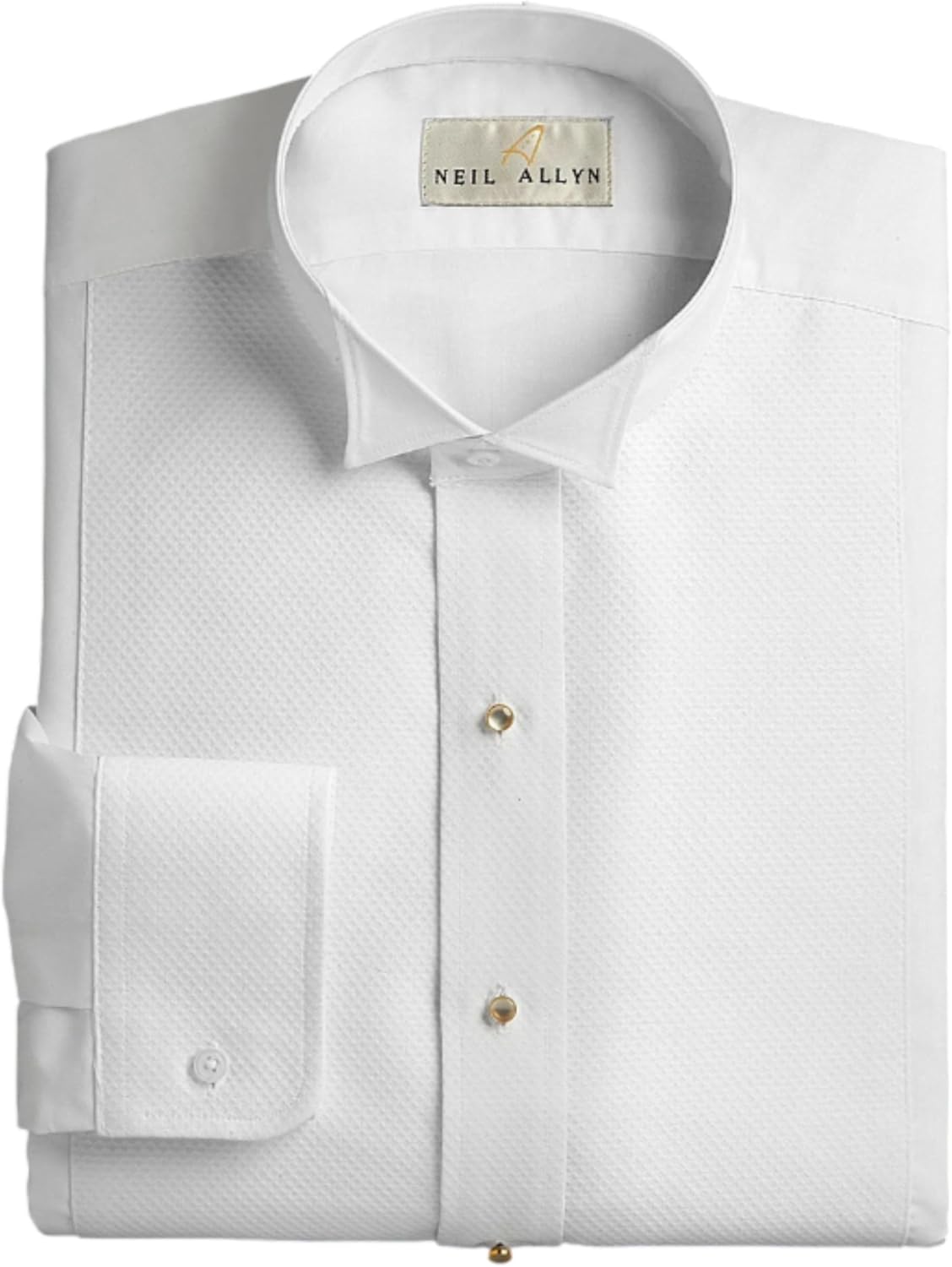 David's Formal Wear White Pique Wingtip Collar Tuxedo Shirt with Barrel Cuffs