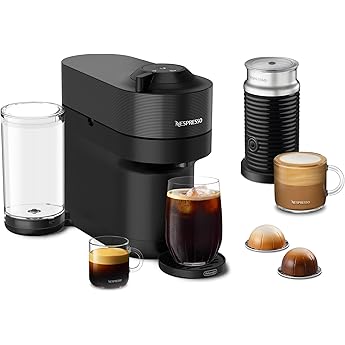Nespresso Vertuo Next Coffee and Espresso Machine by De'Longhi, Dark Grey w/Aeroccino Milk Frother, One Touch Brew, Single-Serve Coffee and Espresso Maker