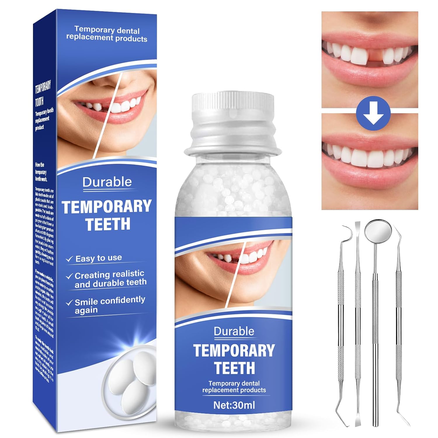 Tooth Repair Kit, Moldable Tooth Replacements Kit for