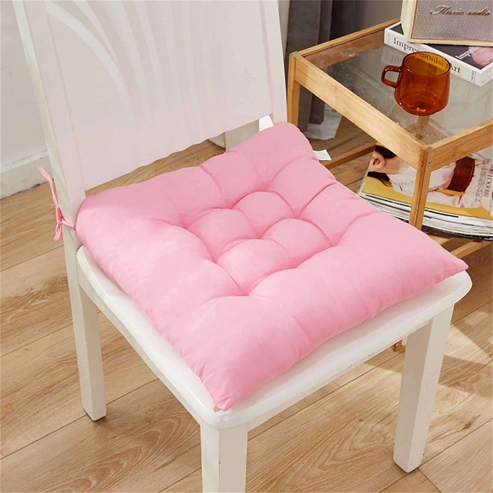 Coussins de siège épaissies en coton uni tapis rembourré doux pour chaise