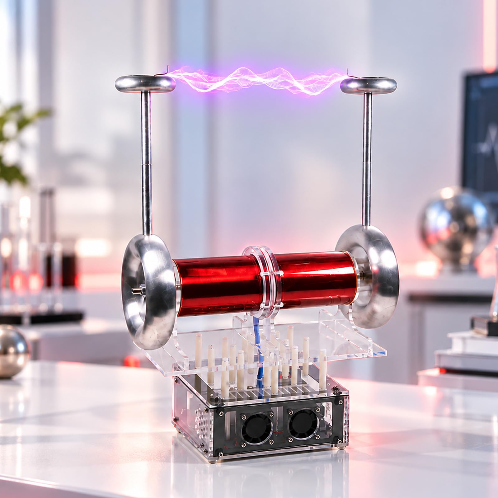 Generator Łuku Elektrycznego Musical Coil, 30-centymetrowy, Bipolarny, Biurkowy Generator Z Cewką Muzyczną I Wejściem Audio 3,5 Mm, Możliwość Wprowadzania Muzyki W Formacie Kwadratowym