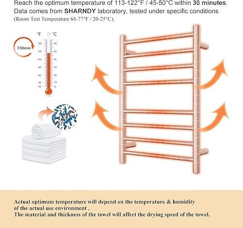 Miniatura 2 de Calentador de toallas de níquel cepillado para baño, estante de secado montado en la pared, toallero eléctrico con calefacción, acero inoxidable,
