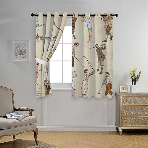 Miniatura 3 de Cortinas para Sala Elegantes Modernas - Cortinas cortas con ojales de pintura retro para dormitorio, armario, puerta, divisor, 63 pulgadas de ancho