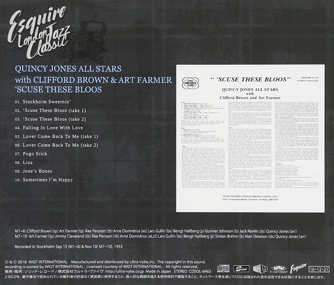 QUINCY JONES AND HIS SWEDISH-AMERICAN ALL STARS A - 'Scuse These Bloos - Disque CD