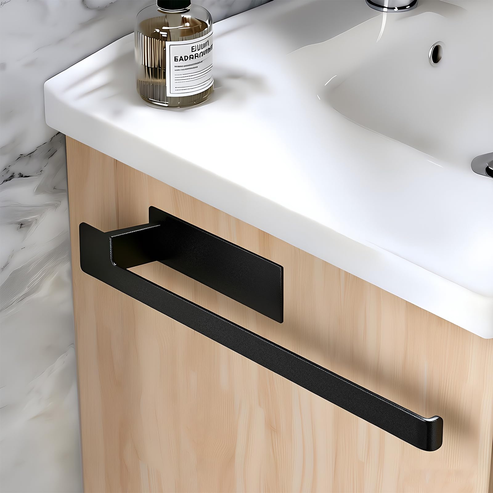 Porta Asciugamani Bagno Nero Opaco Adesivo Senza Fori - Portasciugamani da Parete 33 cm Acciaio Inox 304 Autoadesivo Forte Impermeabile per Bagno e Cucina - silttble