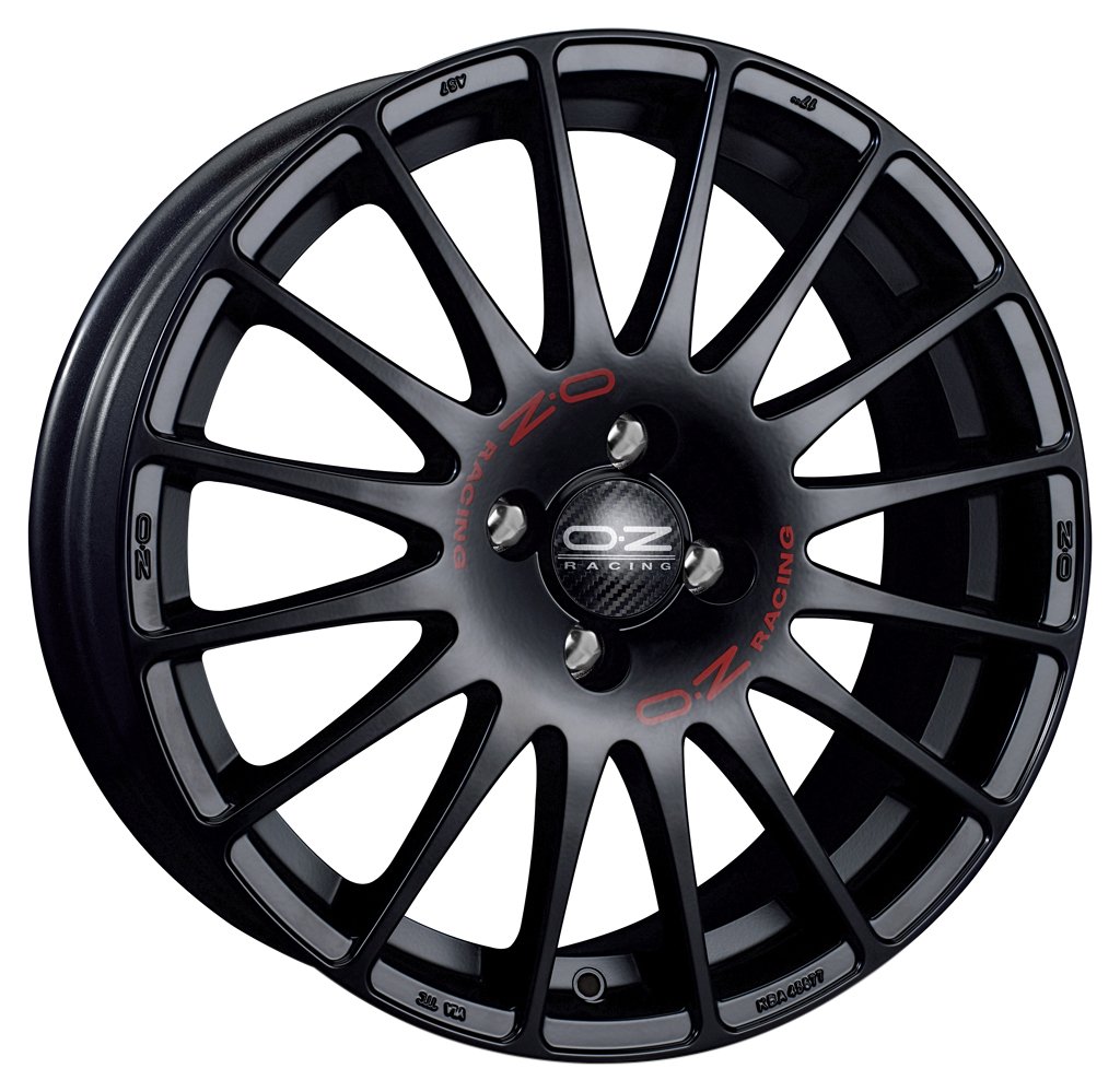 Cerchi in lega OZ SUPERTURISMO GT, nero opaco con scritte rosse 7.5x17 ET50 5x112 alesaggio del mozzo 75