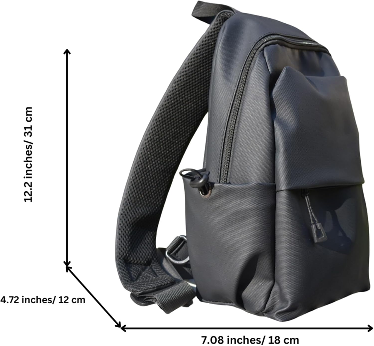 Sling Crossbody Bag – Black, Water-Resistant Single Shoulder Backpack for Men and Women, Small Stylish Travel Daypack for Everyday Use - Image 2