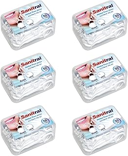 Sanitral Dental Floss Sticks, Strong Non-Shred Floss, 2 in 1 Advance Cleaning Toothpick in Clear Box Perfect for Family,Hotel,Travel (300 pcs)