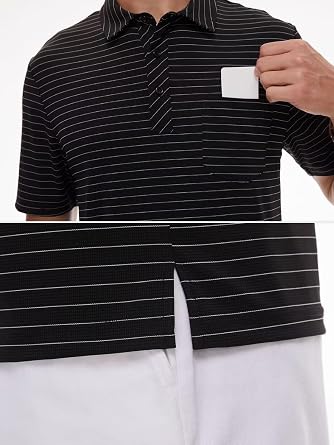 Pdbokew Men's Polo Shirts Short Sleeve Striped Golf Polo Shirt with Pocket