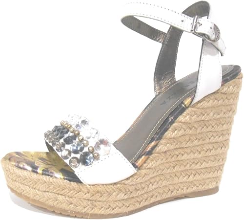 Ape Pazza CLR02 donna sandali zeppe alte in corda bianche con strass :  Amazon.it: Scarpe e borse