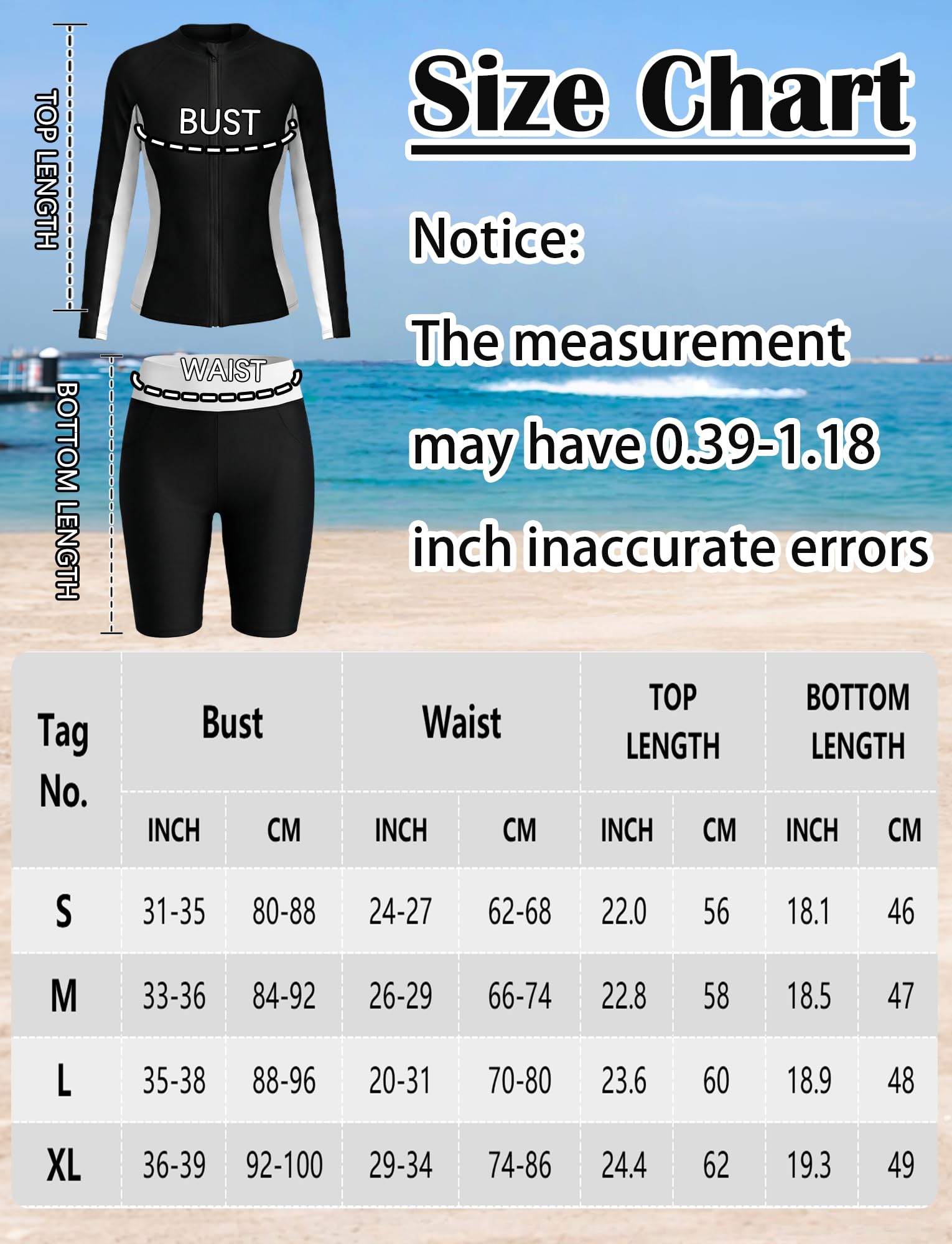 Donne Set Rashguard 3 Pezzi Costume da Bagno Manica Lunga Anti-UV Costume da Surf Spiaggia Piscina S-2xl
