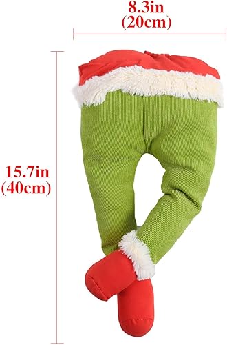 Miniatura 6 de Decoración para árbol de Navidad, estola, cabeza de elfo de Navidad, brazos y patas de relleno pegadas para árbol de Navidad (verde, patas de elfo 1)