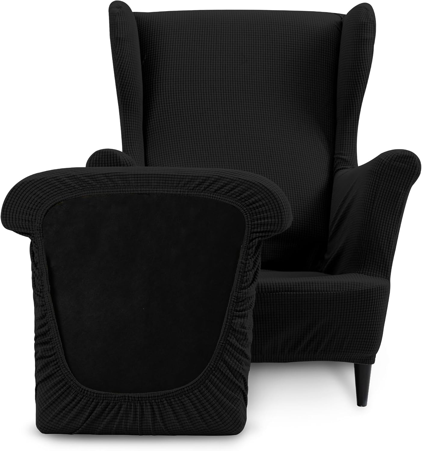 TIANSHU Wing Chair Cover, Elbow Chair Cover, Vertical and Horizontal Elastic Stretch Sofa Cover, Jacquard Fabric, Solid, Anti-Slip, Soft, Elastic Material, Stretchable, Four Seasons, Super Convenient,