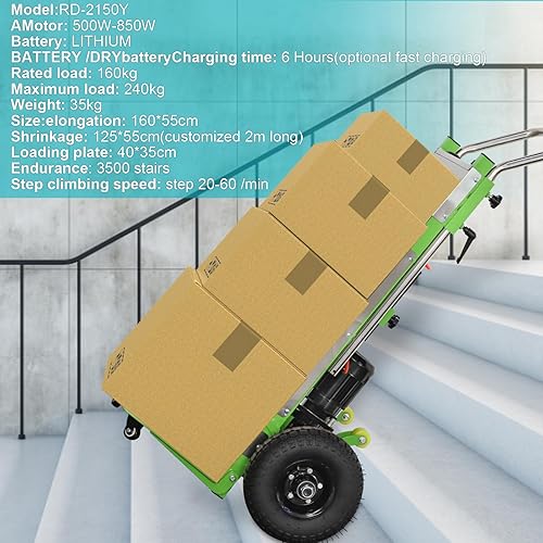 Miniatura 7 de Carrito de mano eléctrico para escaleras, carrito de mano para mudanza, carga máxima de 880 libras, resistente, 1200 W, con motor de 1200 W, con