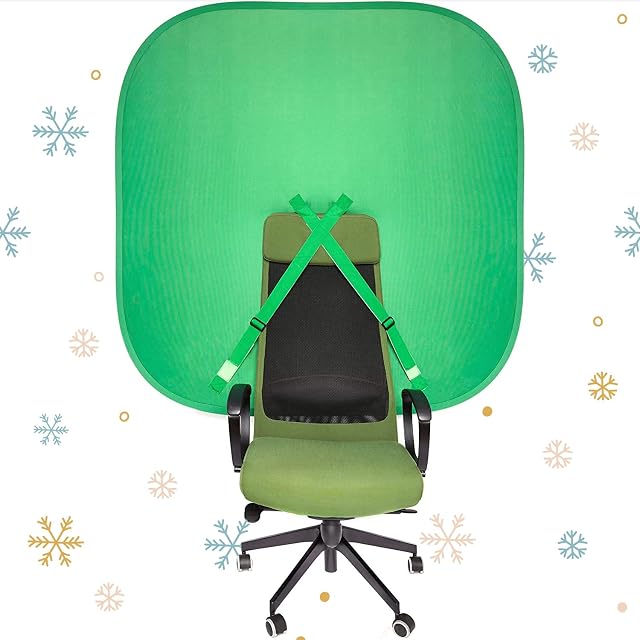 Portable Chair Green Screen Background - Pop Up Greenscreen Backdrop 148 cm - Collapsible Chroma Key Kit with Chair Attachment & Storage Case for Webcam Video Streaming Gaming Conferencing Webinars