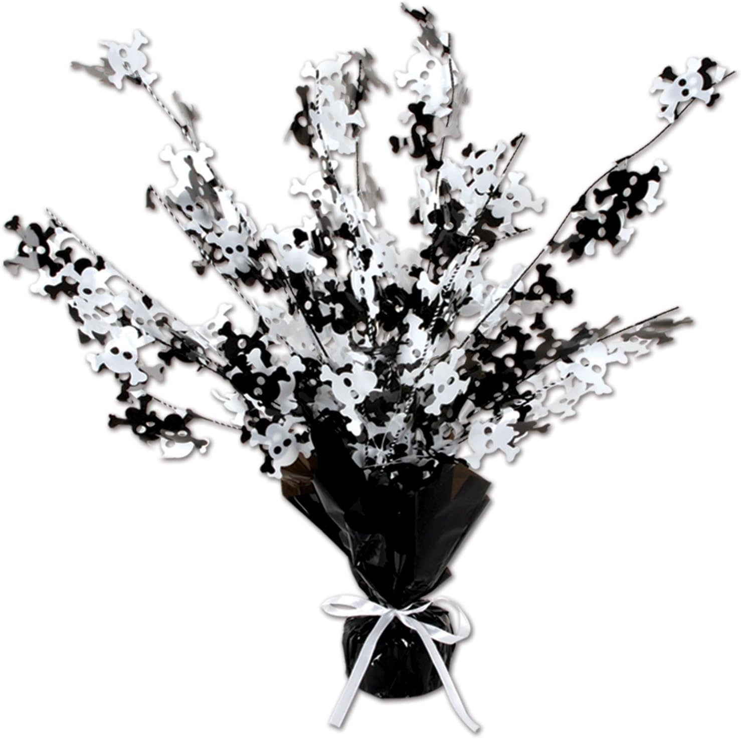 Club Pack Halloween Skull & Crossbones Gleam N Burst Weighted Centerpiece, Box of 12