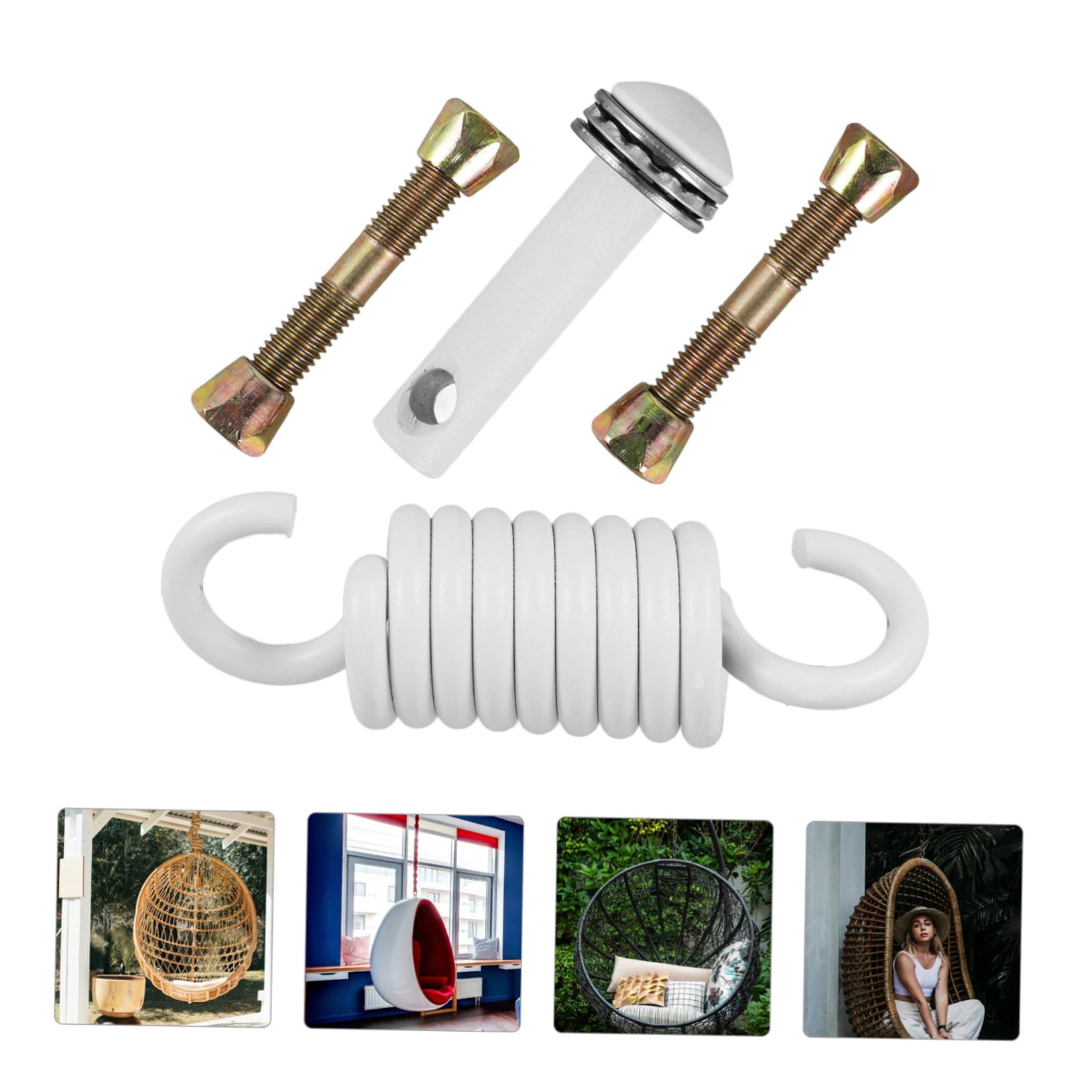 Mikikit Kit de Ressort Suspendre pour Hamac et Chaise Suspendue, Acier Allié Fer Blanc, Robuste, Absorbe Les Chocs, Jardin et Camping