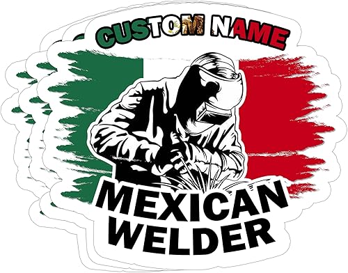 Calcomanías personalizadas para soldador mexicano, bandera vintage de soldador mexicano, calcomanías blancas y negras, decoración de regalo, casco,