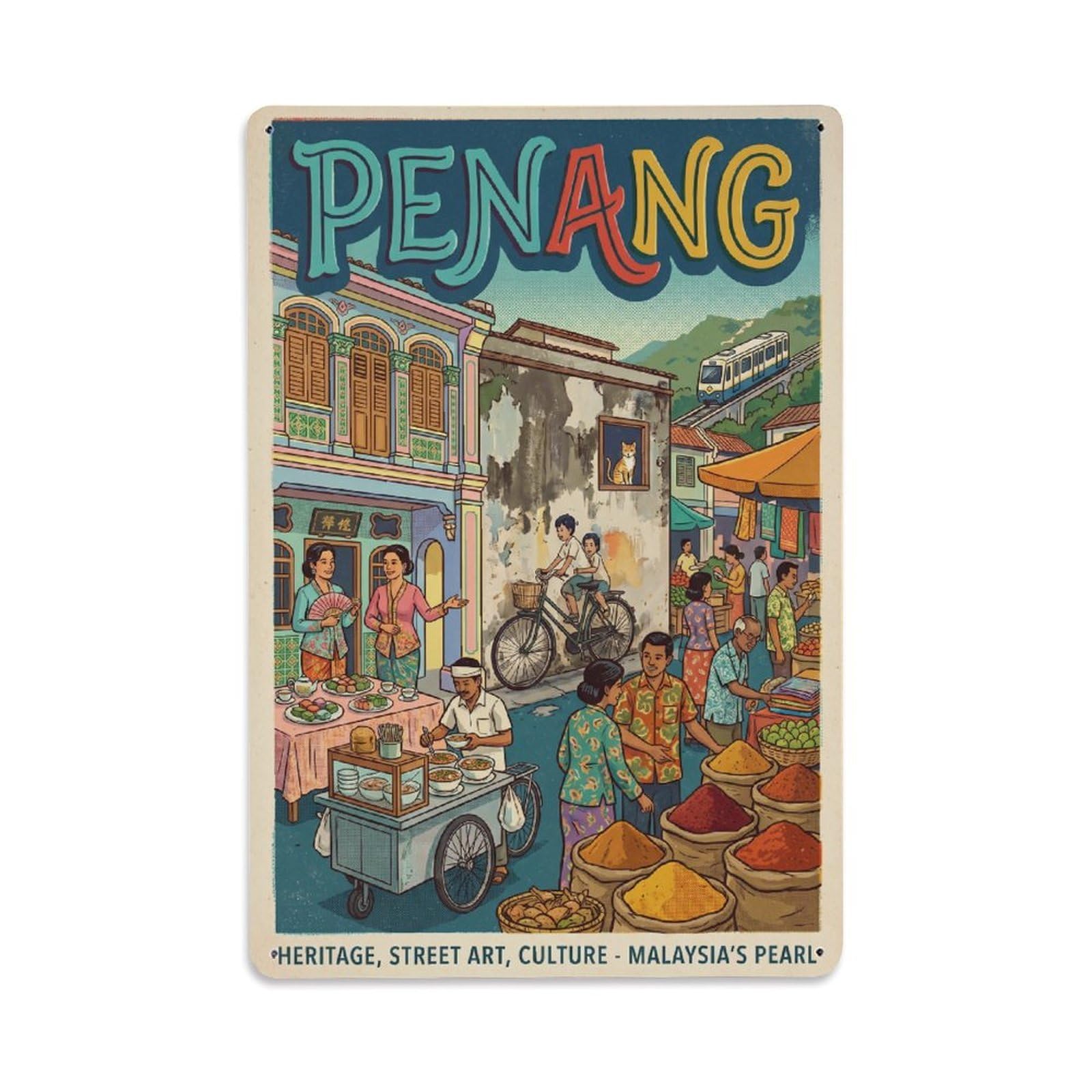 Malaysia Penang Travel Retro Metal Tin Sign